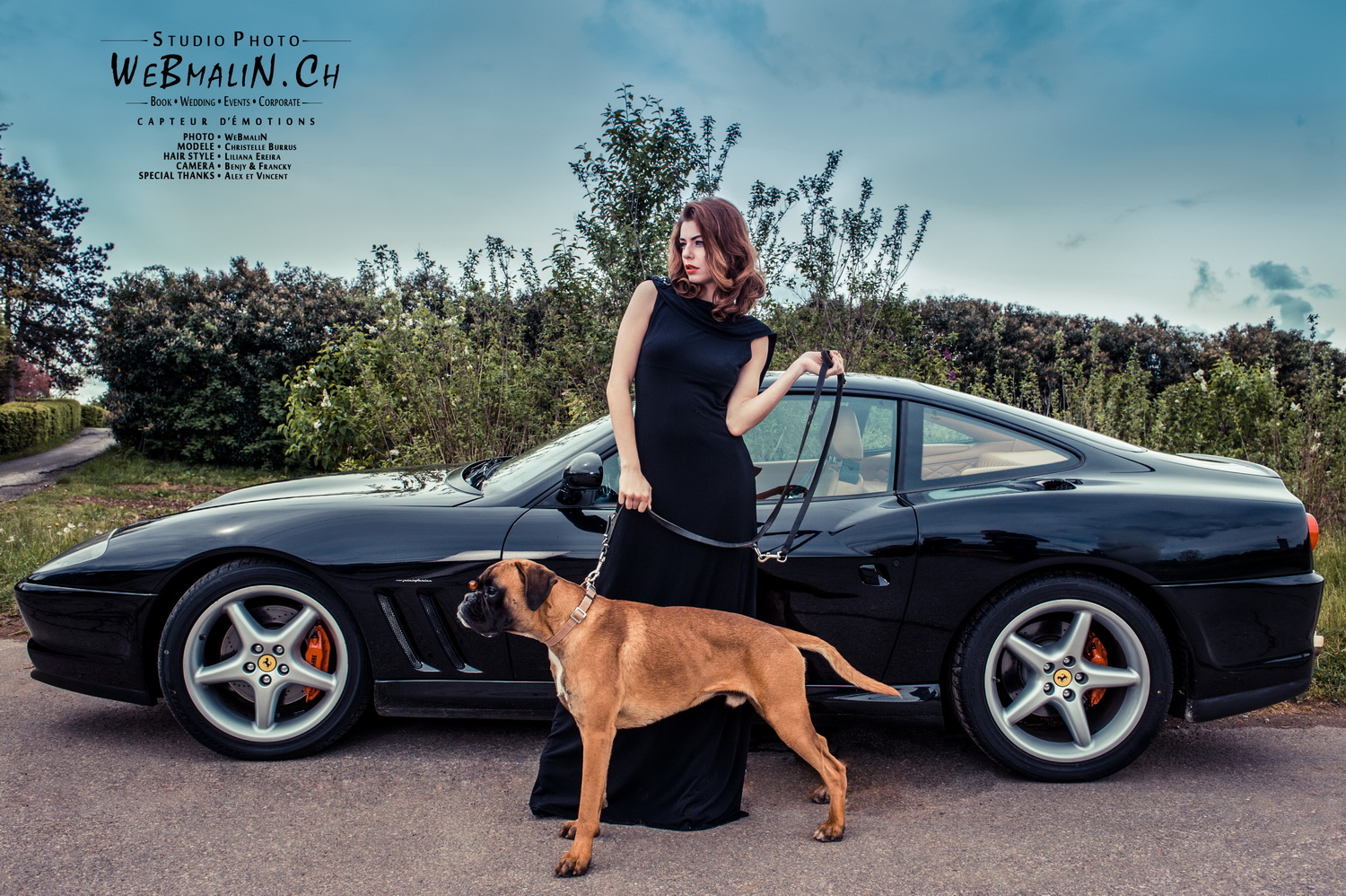 Portfolio - Photo Ferrari Dog - Geneve Fashion - Modele Christelle