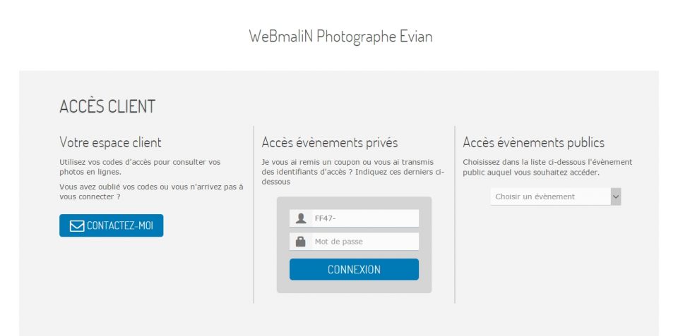 Acces Clients - Album Privés & Publics et Tirage en Ligne